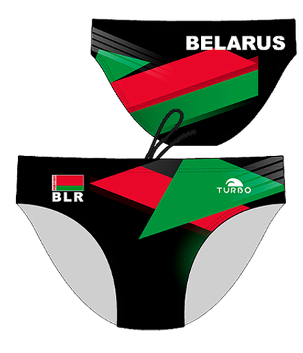 ОБРАЗЕЦ дизайна национальных плавок TURBO с символикой РБ для спортсменов по водному поло (2025) ПОД ЗАКАЗ