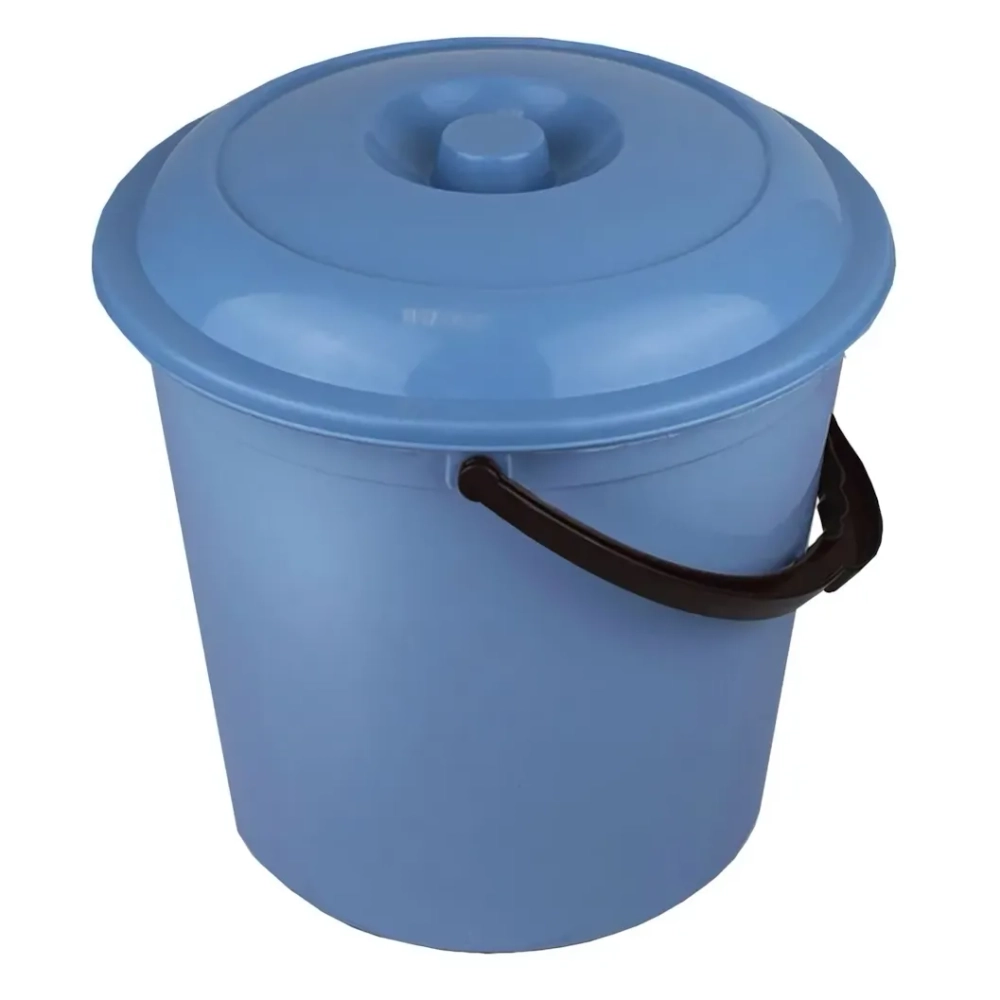 Ведро 10л с крышкойсеро-голубой