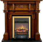 Каминокомплект Oxford - Орех с очагом Fobos FX M Brass