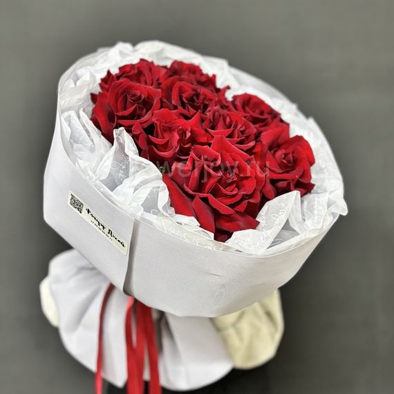 Букет из красных французских роз, 9 шт.