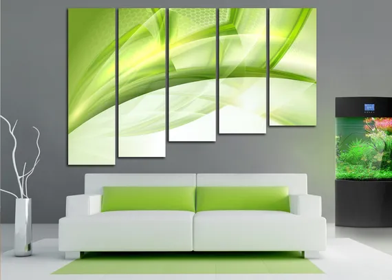 Модульная картина "Зеленые линии"