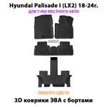 Автомобильные коврики ЭВА с бортами для Hyundai Palisade I (LX2) 18-24г. Для 3-х рядов