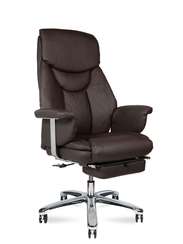 Кресло офисное Норден / Парламент / (brown) сталь + хром / темно-коричневая экокожа