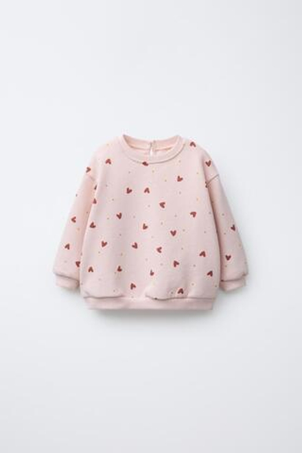 ZARA ТОЛСТОВКА С ПРИНТОМ, РОЗОВЫЙ