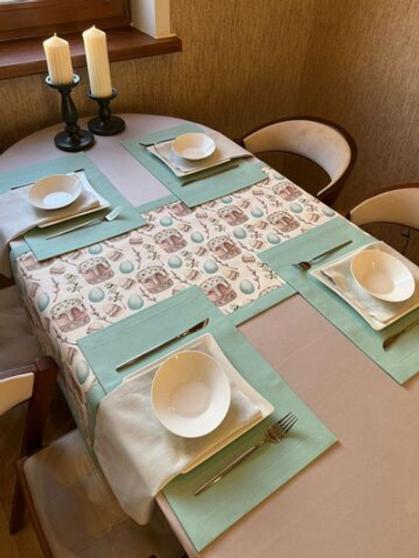 Дорожка декоративная на стол "Пасха" из ткани Duck 140х50 см ручной работы