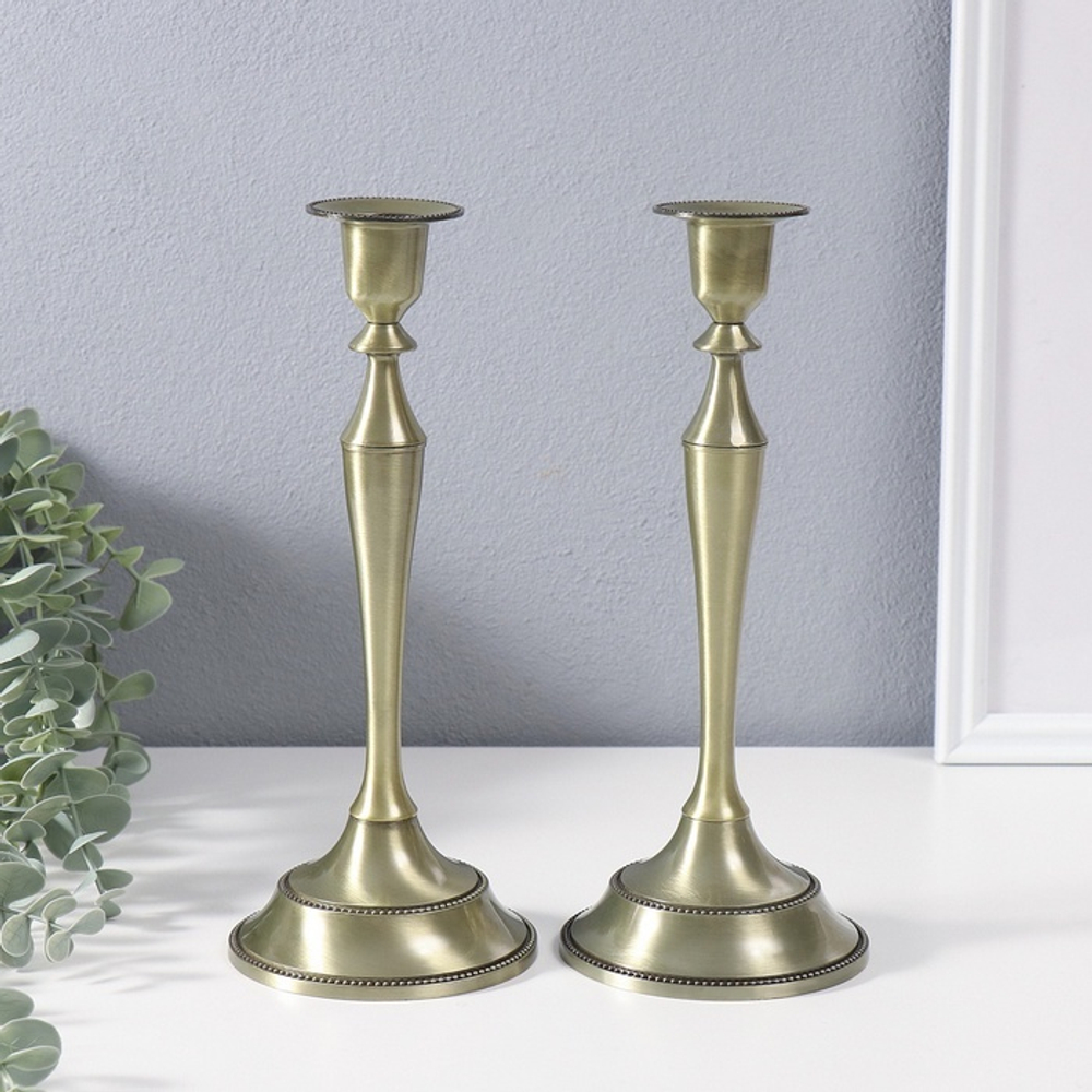 Подсвечник металл "Сканди" бронза набор 2 шт 24,5х10х10 см