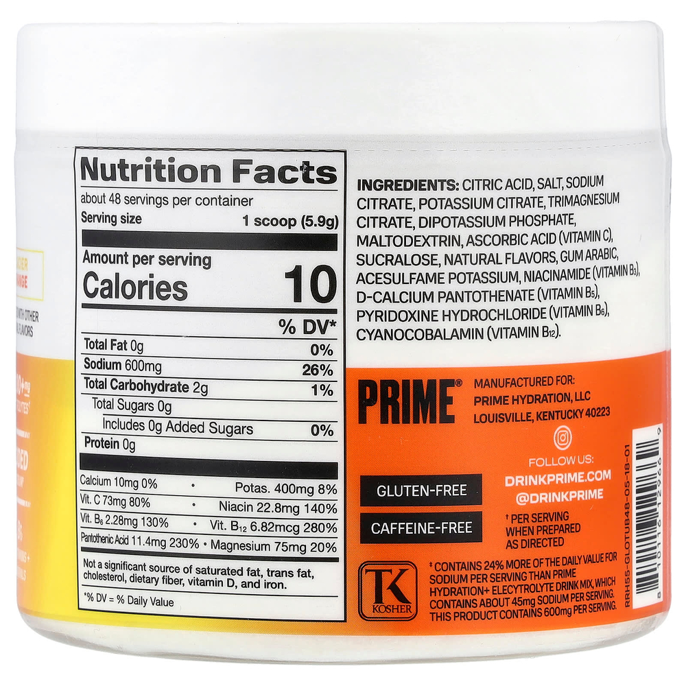 Prime Hydration, Rapid ReHydration, смесь для приготовления электролитического напитка, со вкусом апельсина, 283,2 г (9,9 унции)
