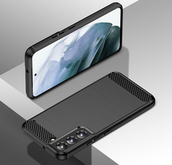 Чехол черного цвета в стиле карбон для Samsung Galaxy S23+ Плюс, серия Carbon от Caseport