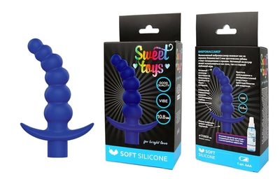 Вибромассажер анальный Sweet Toys синий 17 см