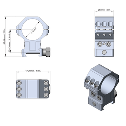 Кольца Vector Optics D30мм, регулируемая высота 32-38mm, 6 винтов, на Weaver (XASR-3040) на винтах