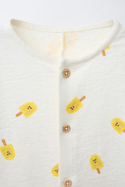 ZARA КОМБИНЕЗОН ПОЛО С ПРИНТОМ «МОРОЖЕНОЕ», СВЕТЛЫЙ ЭКРЮ