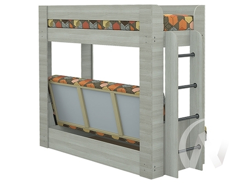 Диван-кровать двухъярусный КМ.009.01-016-00 (ясень шимо светлый/GEOMETRY BROWN 1 Вариант)