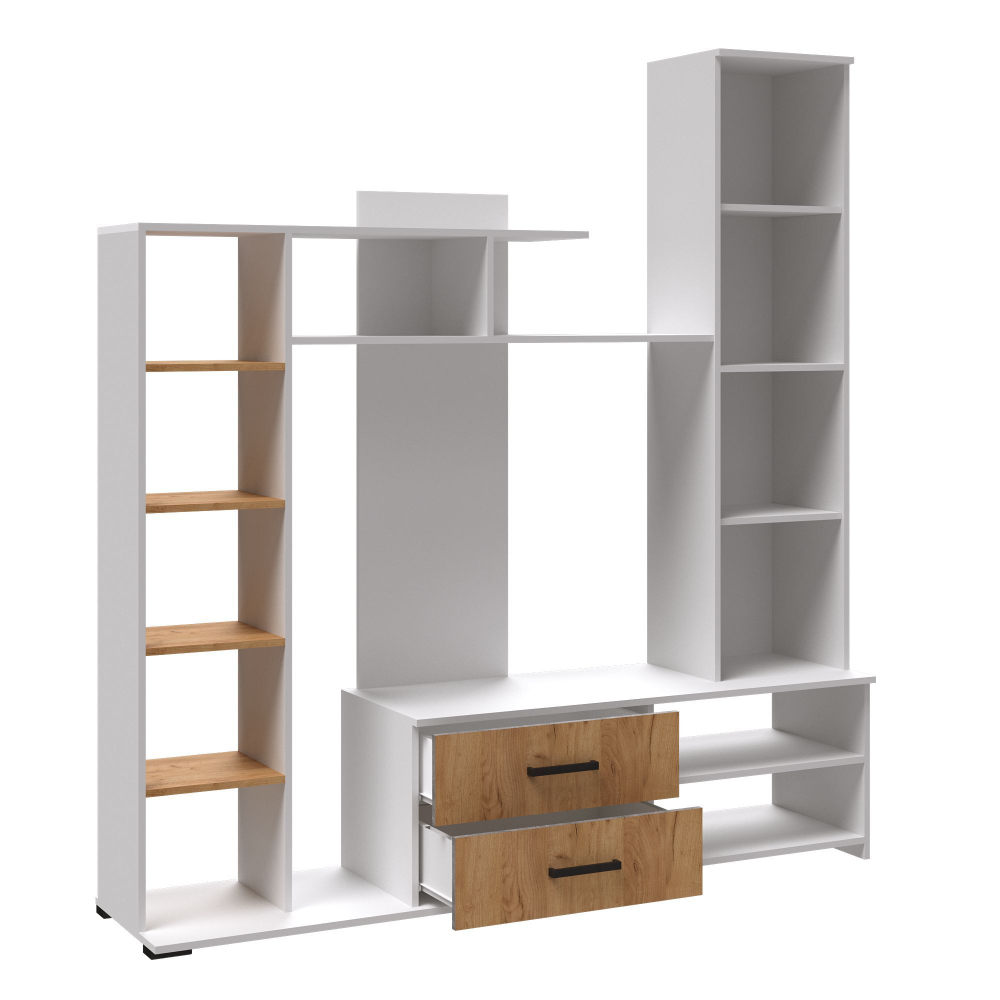 Стенка для гостиной Сидней-1 со шкафом белый/дуб крафт золотой Микон