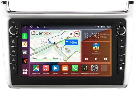 Магнитола для Volkswagen Polo 2009-2020 (рамка серебро) - Canbox 9-540 Android 10, ТОП процессор, CarPlay, 4G SIM-слот