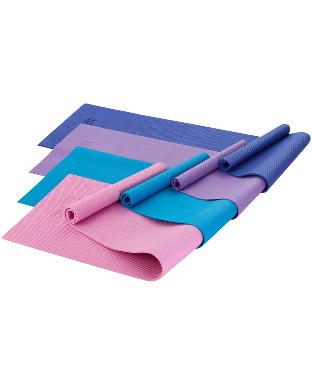 Коврик для йоги и фитнеса FM-104, PVC, 183x61x0,4 см, синий