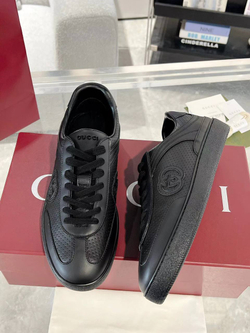 Мужские кроссовки Gucci G75 из кожи черного цвета