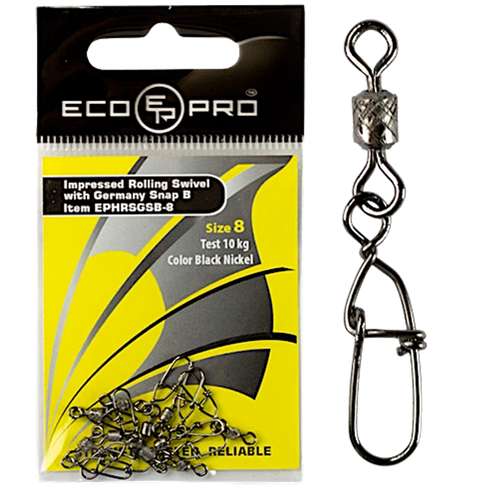 Вертлюг с застёжкой EcoPro EP-301-06 13кг 10шт Black Nickel