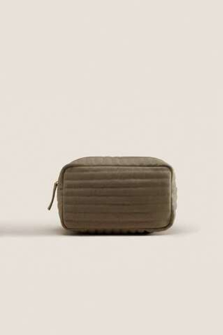 ZARA HOME СТЕГАНАЯ КОСМЕТИЧКА, СВЕТЛЫЙ ХАКИ