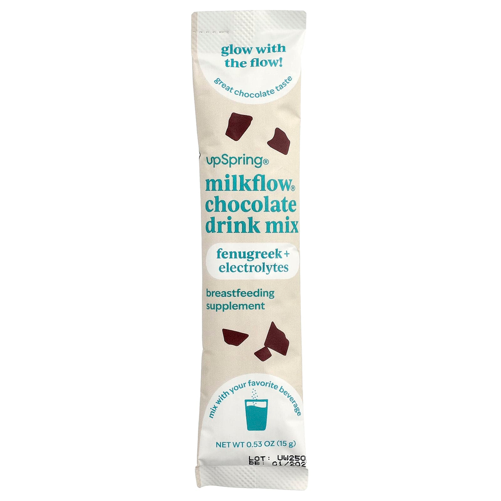 UpSpring, Milkflow®, смесь для приготовления напитка, с шоколадным вкусом, 16 порционных пакетиков по 15 г (0,53 унции)