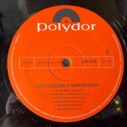 Винтажная виниловая пластинка LP Max Greger Макс Грегер Starportrait (Germany 1975)