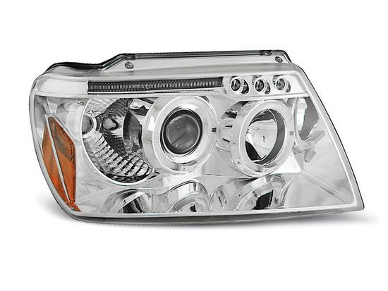 Передние фары Jeep Grand Cherokee WJ angel eyes chrome