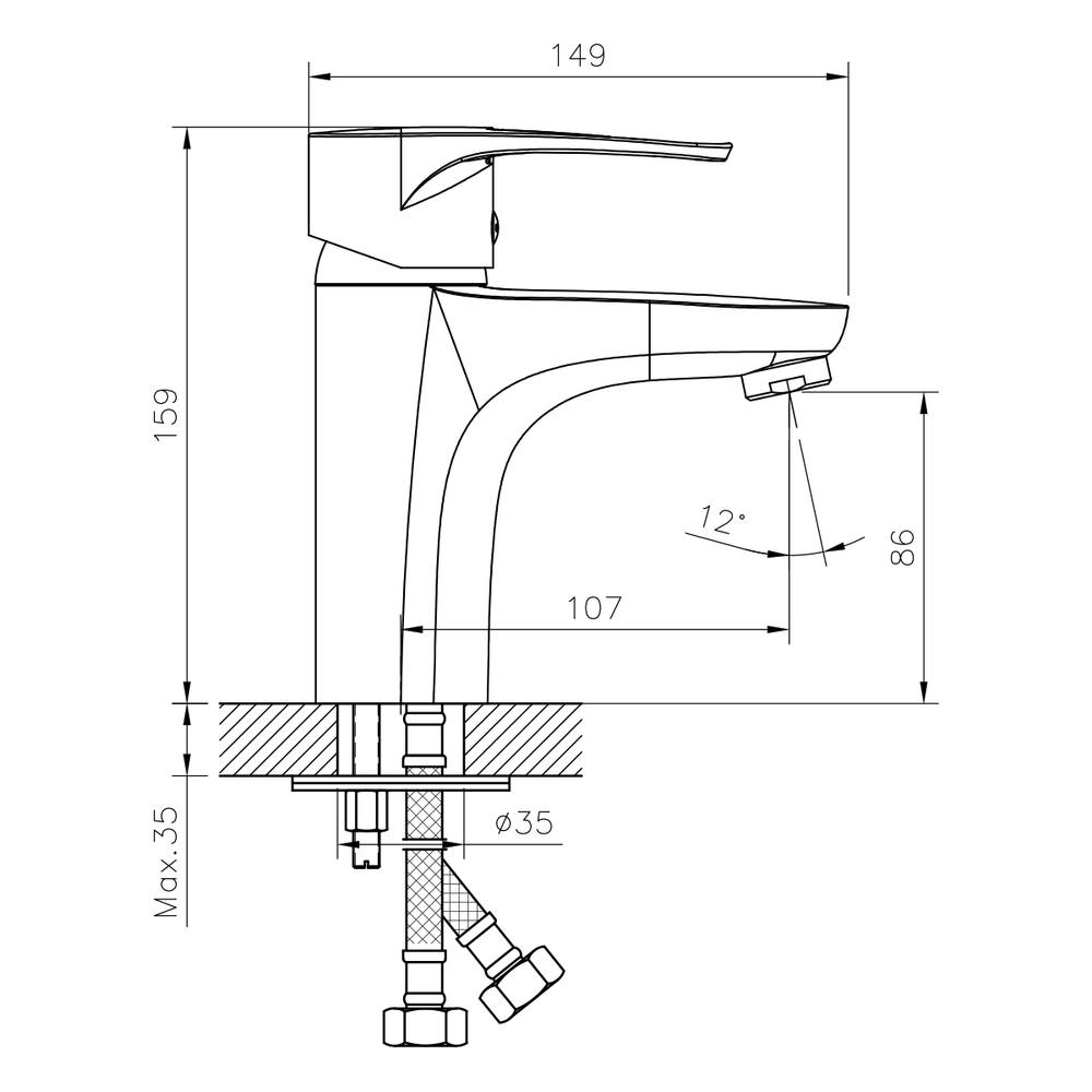 Смеситель DECOROOM DR70011 одноручный для умывальника монолитный