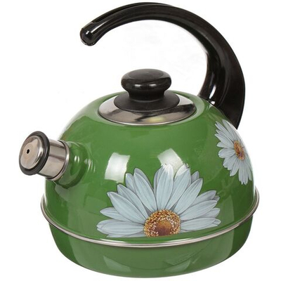 Чайник сталь, эмал, 3.5 л, свист, руч консоль, Рубин, С1605, зел, T04/35/07/05/ 07/ 14/33