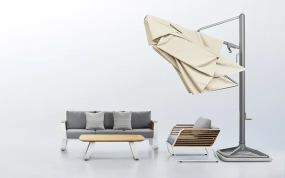 Зонт профессиональный Levia 3х3 м, тик, тортора. База и светильник в комплекте