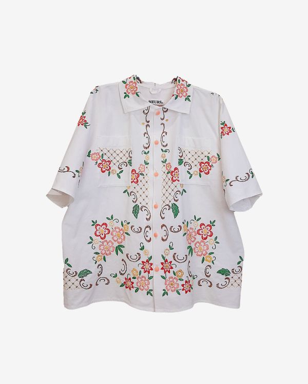 Рубашка Усыпанная Цветами/Flowers Basket Short Sleeve Shirt белая - фото 1