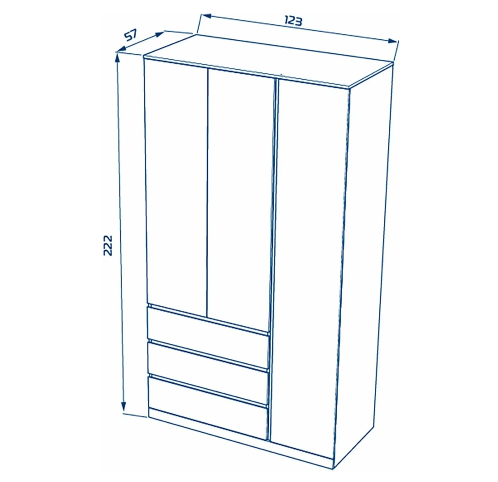 Шкаф распашной Варма Стор 123, 222*123*57 см, скандинавский дуб