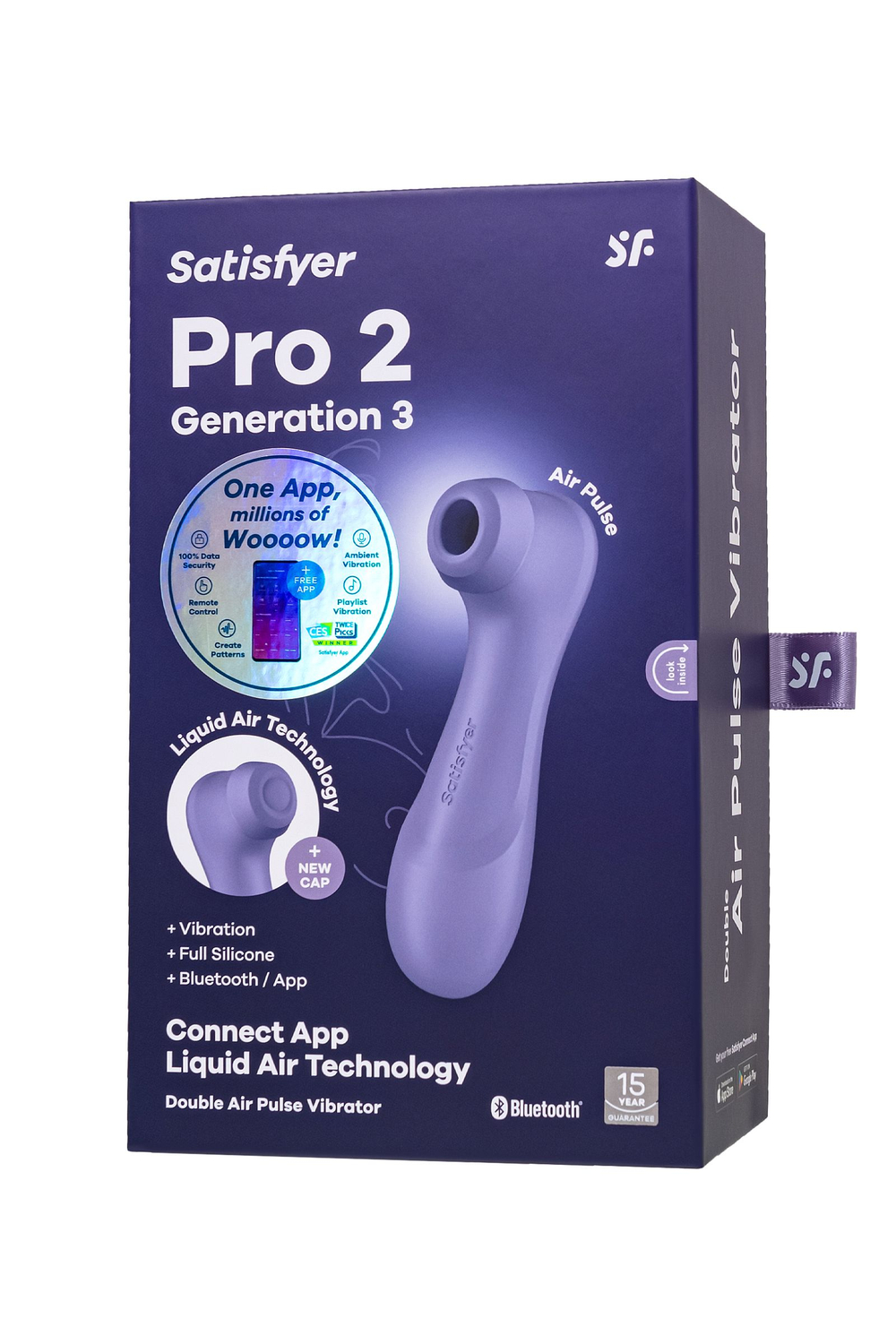 Вакуумный стимулятор клитора Satisfyer Pro 2 Generation 3, с управлением через приложение, фиолетовы