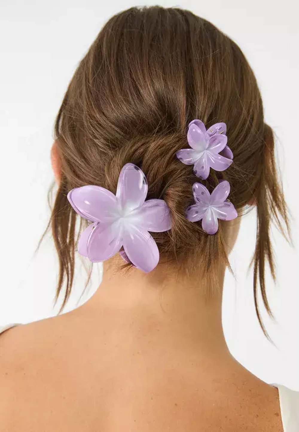 STRADIVARIUS Набор из 3 мини-заколок для волос в виде цветов, сиреневый