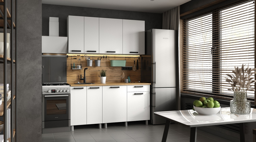 Кухня Осло, 1,6м Карбон Фарфор