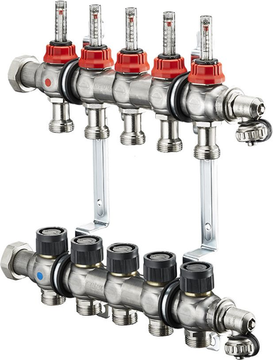 Коллектор Oventrop Multidis SF 1" арт. 1404355 (5 контуров) с расходомерами для теплого пола