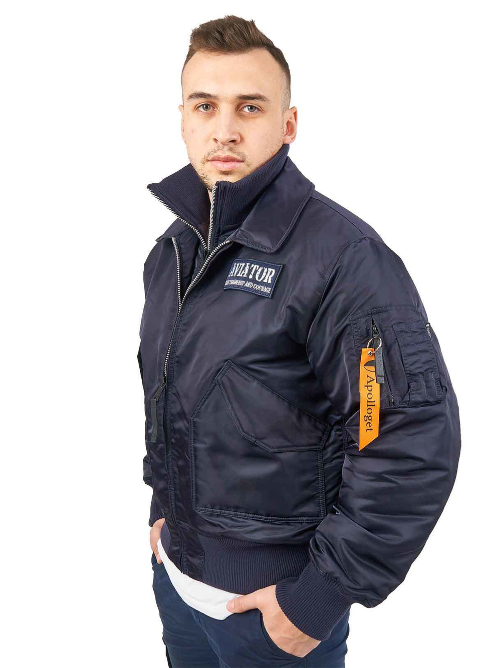 Куртка Бомбер - Aviator Apolloget (т.синяя - night sky)