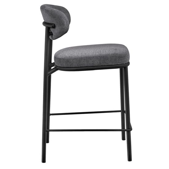 Стул полубарный Lucas 2 серый шенилл с чёрными ножками