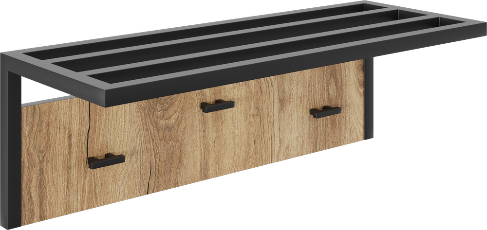 Вешалка для одежды DIWO Элиста 65х22 дуб крафт золотой, черная