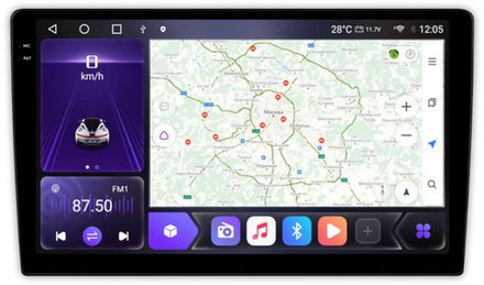 1DIN магнитола без рамки (экран 9.5") - Carmedia OL QLed+2K, Android 12, ТОП процессор, CarPlay, SIM-слот