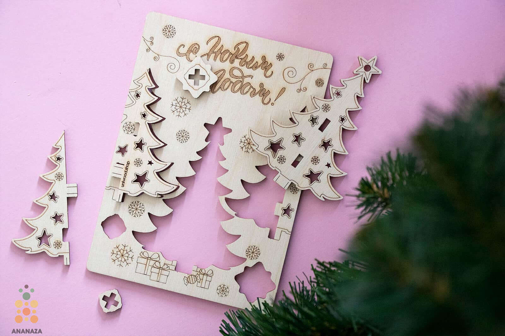 Деревянный конструктор Новогодняя ёлочка (UNIWOOD)