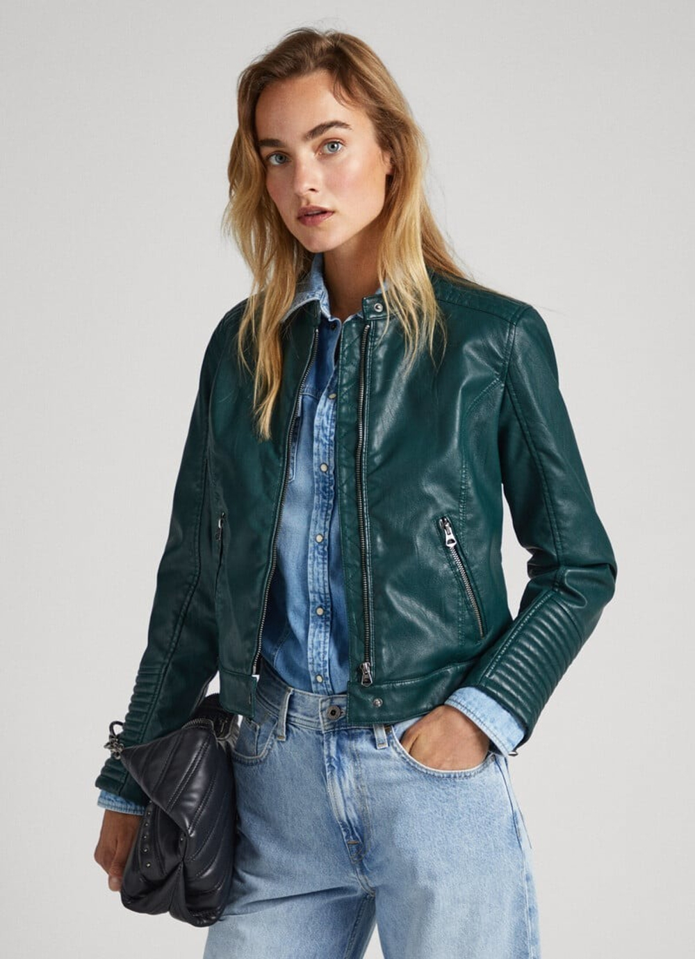 Куртка утепленная женская PEPE JEANS QUILTED SHOULDER BIKER JACKET
