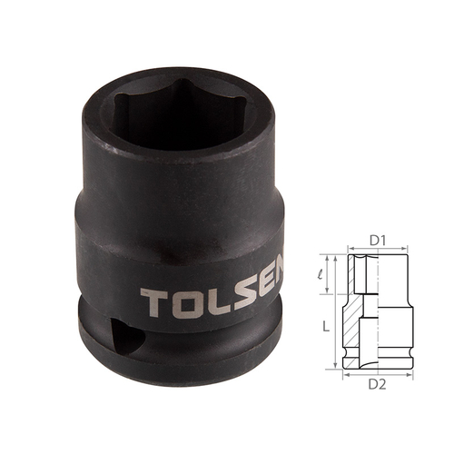 TOLSEN (TT18217) Головка торцевая ударная шестигранная 1/2", 17 мм