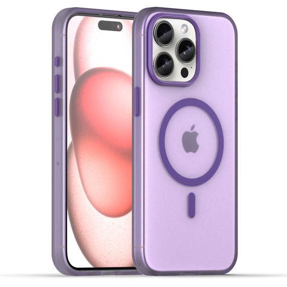 Мягкий чехол фиолетового цвета с поддержкой MagSafe для смартфона iPhone 15 Pro, серия Frosted Magnetic