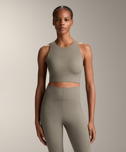 Oysho Кроп-топ с открытой спиной Light Touch, светлый хаки