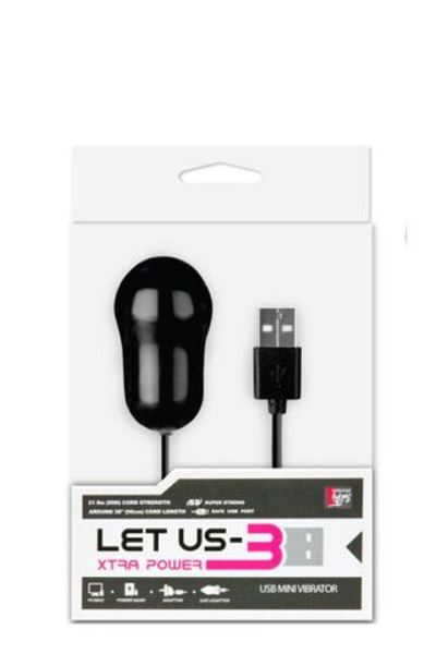Чёрный вибростимулятор с питанием от USB LET US-B BULLET LARGE BLACK (Цвет: черный)