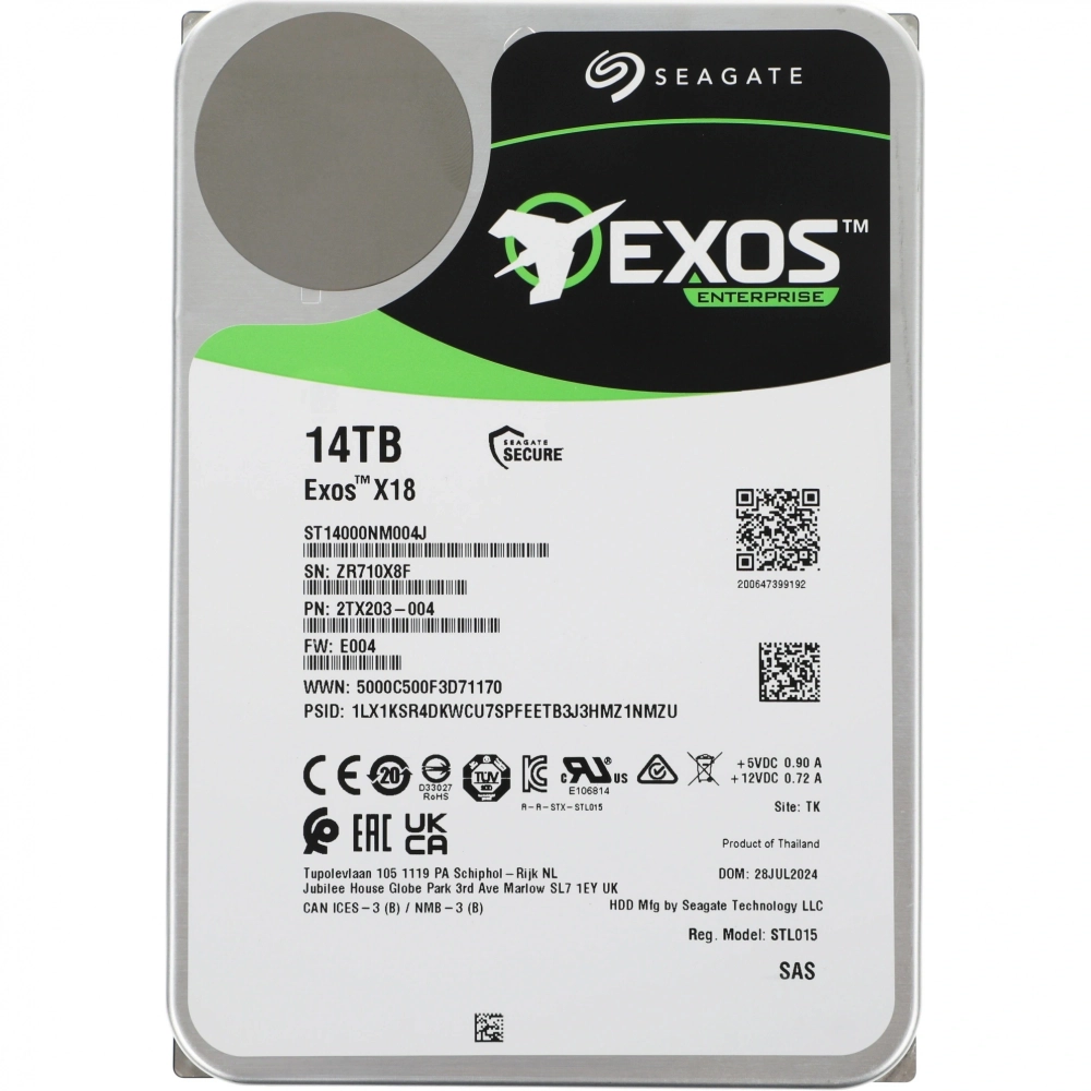 Жесткий диск HDD Seagate 7200RPM 14TB 12GB/S 256MB (ST14000NM004J)