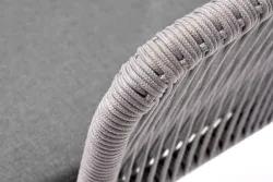 "Марсель" стул плетеный из роупа, каркас алюминий темно-серый (RAL7024) муар, роуп светло-серый круглый, ткань светло-серая