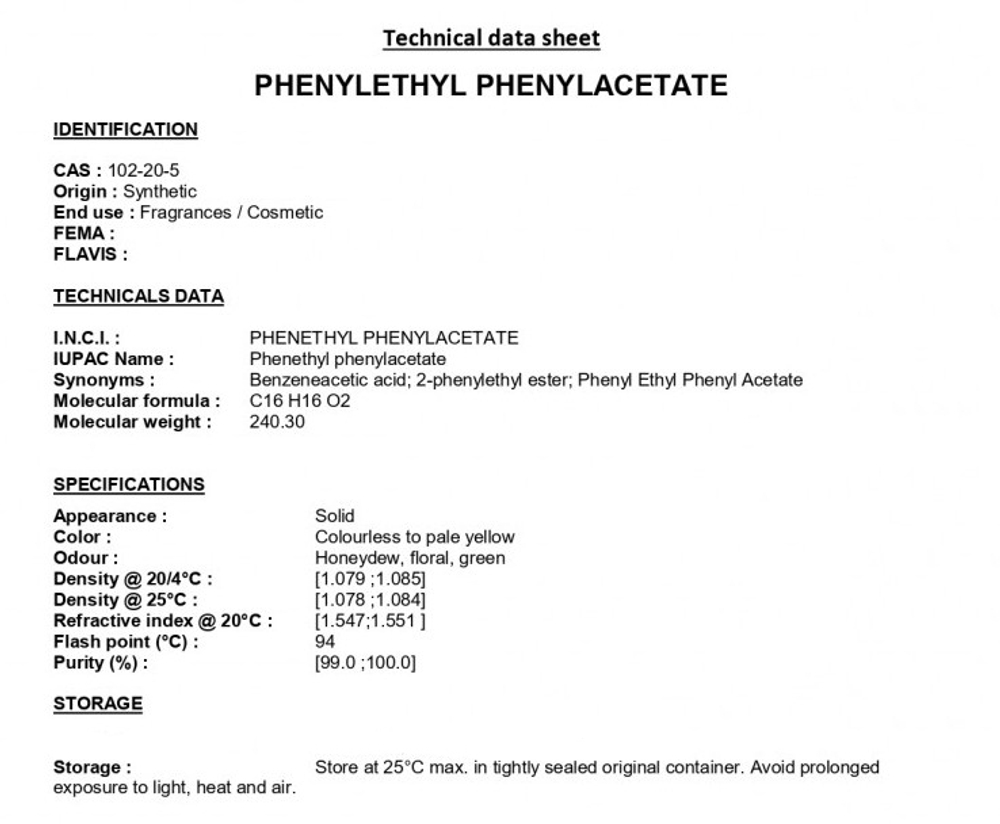 PHENYLETHYL PHENYLACETATE / ФЕНИЛЭТИЛ ФЕНИЛАЦЕТАТ CAS 102-20-5