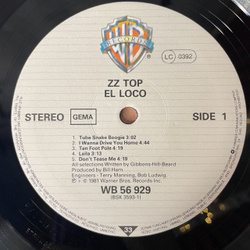 Винтажная виниловая пластинка LP ZZ Top El Loco (Germany 1981)