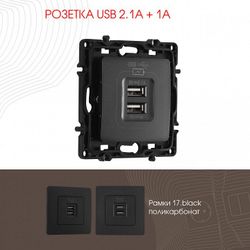 Розетка USB, без рамки Arte Milano am-217 217.46-1.black