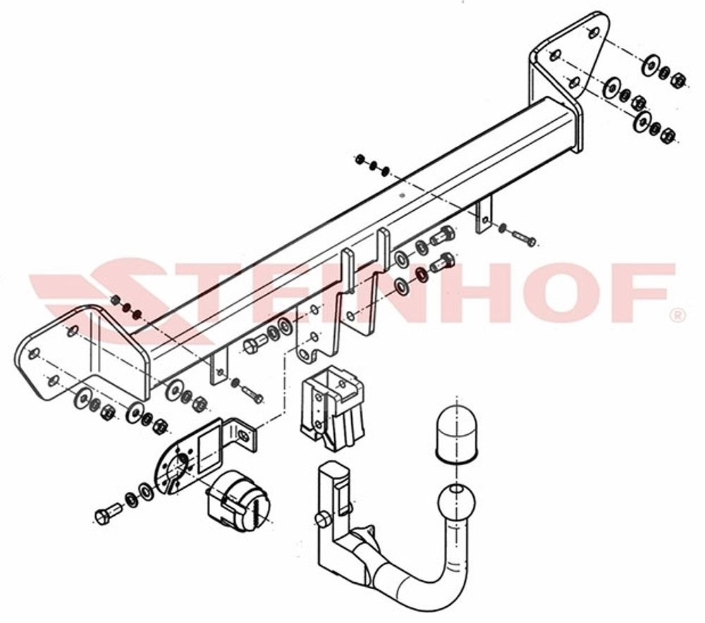 Фаркоп Steinhof B-048 для BMW 7-Series E65/E66 05/2005-2008(паспорт и сертификат в комплекте)(без электрики)